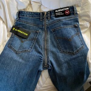 Alienation Back Zipper Jeans